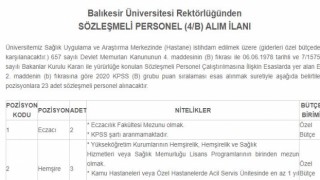 Balıkesir Üniversitesi Sözleşmeli Sağlık Personeli Alacak
