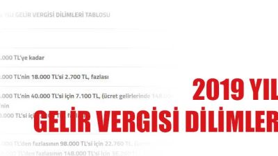 2019 yılında geçerli olacak gelir vergisi dilimleri belli oldu. Yeni