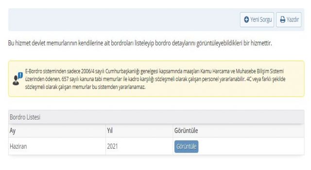 2021&nbsp;Haziran&nbsp;ayına ait maaşınız ile ilgiili bilgilere e-devlet üzerinde yer alan