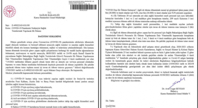 1 Nisan 2021’den geçerli olmak üzere sağlık çalışanlarına dört ay