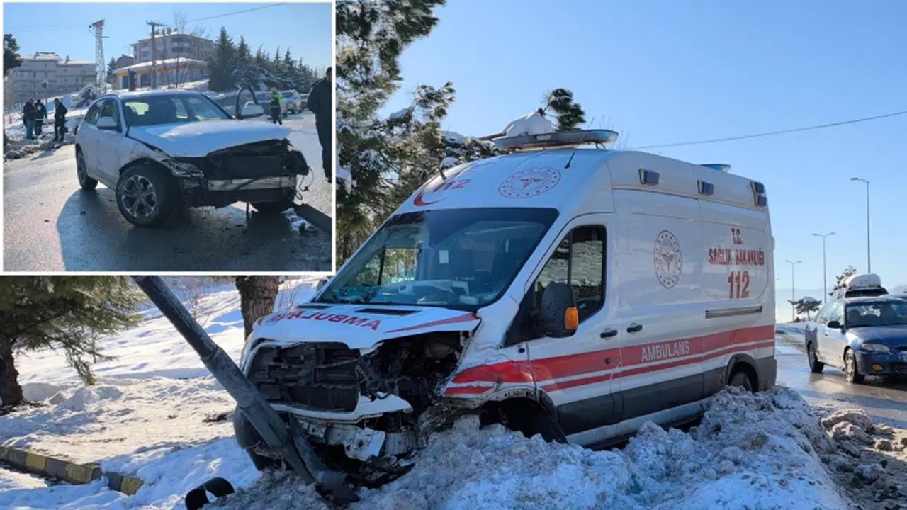 Karabük’te meydana gelen trafik kazasında, ambulans ile cipin çarpışması sonucu