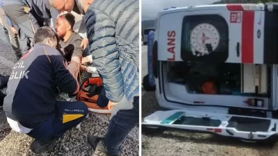 Muğla’nın Seydikemer ilçesinde seyir halindeki bir ambulansın yol kenarına devrilmesi