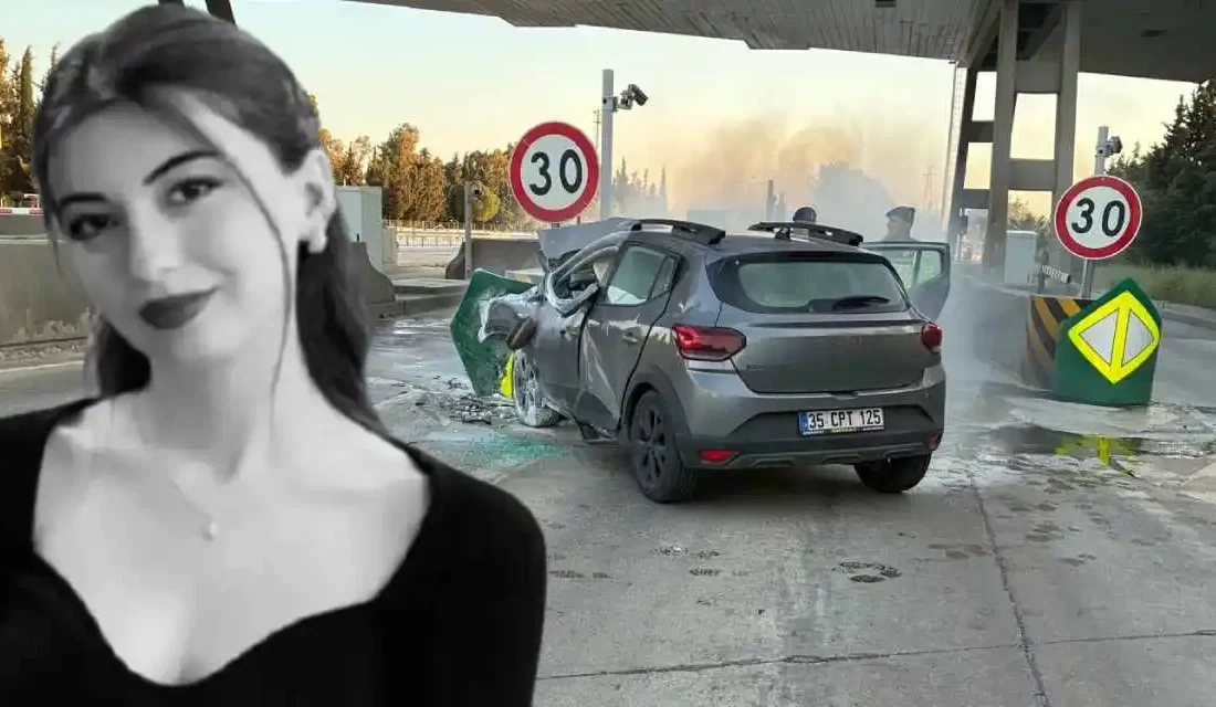 İzmir-Aydın Otoyolu’nda beton bariyerlere çarpan otomobilin alev alması sonucu araçta