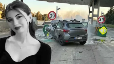 İzmir-Aydın Otoyolu’nda beton bariyerlere çarpan otomobilin alev alması sonucu araçta