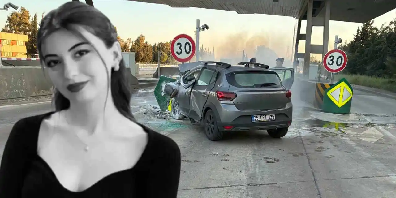 İzmir-Aydın Otoyolu’nda beton bariyerlere çarpan otomobilin alev alması sonucu araçta