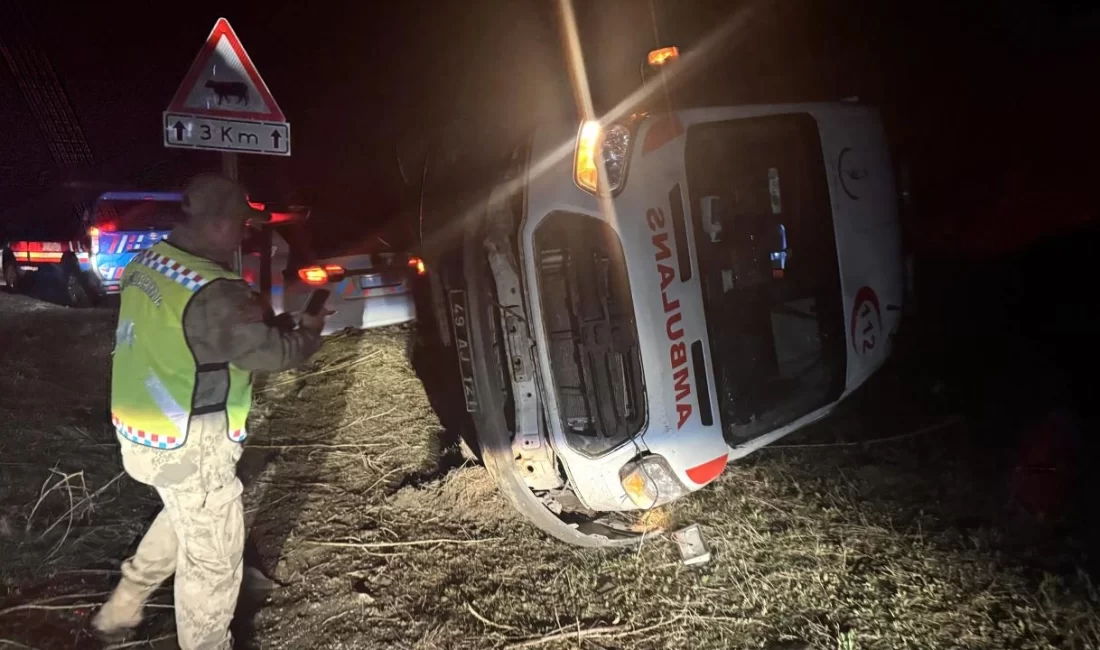 Malazgirt’ten Muş’a sevk edilen bir günlük bebeği taşıyan ambulansın devrilmesi