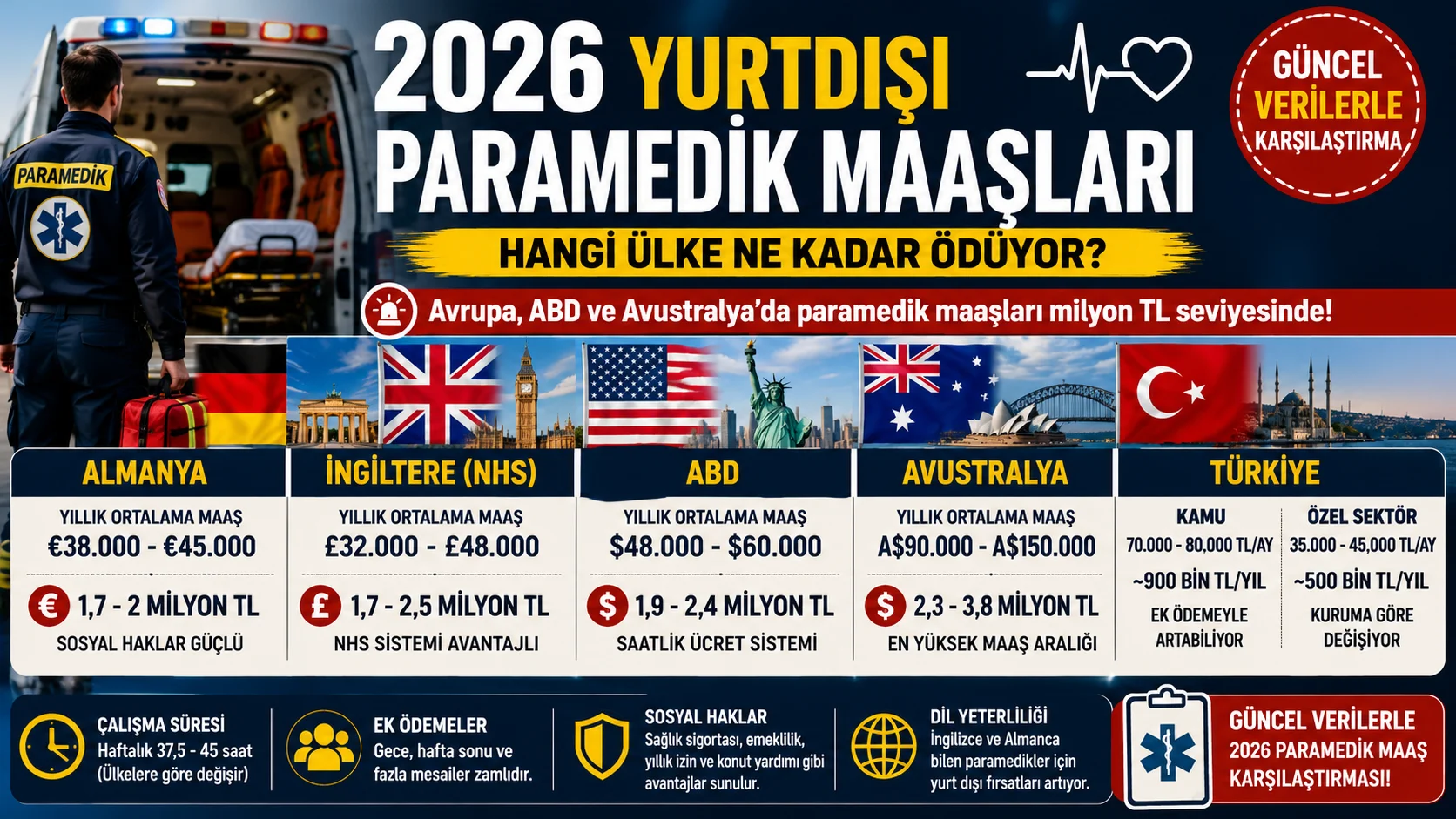 2026 yılında yurtdışında çalışmak isteyen paramediklerin en çok araştırdığı konuların