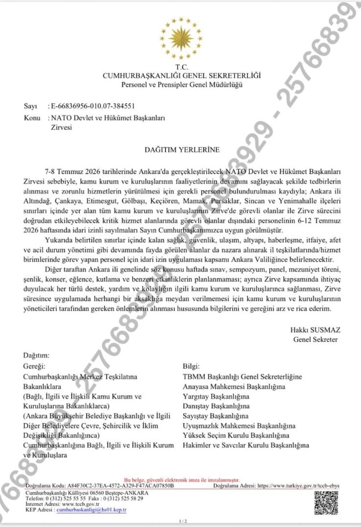 Ankara'da Görev Yapan Kamu Personeline Müjde: Cumhurbaşkanlığı'ndan NATO Zirvesi İdari İzin Kararı! 1 HJQdrdVXoAAgE0d