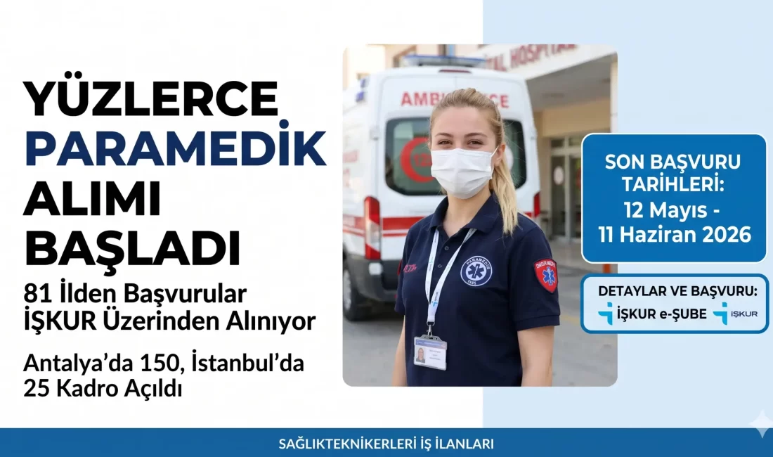 İŞKUR Üzerinden Yüzlerce Paramedik Alımı Başladı!
Türkiye genelinde sağlık hizmetlerini güçlendirmek