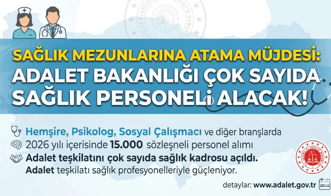 Sağlık Mezunlarına Atama Müjdesi
Adalet Bakanlığı, 2026 yılı dev istihdam paketini