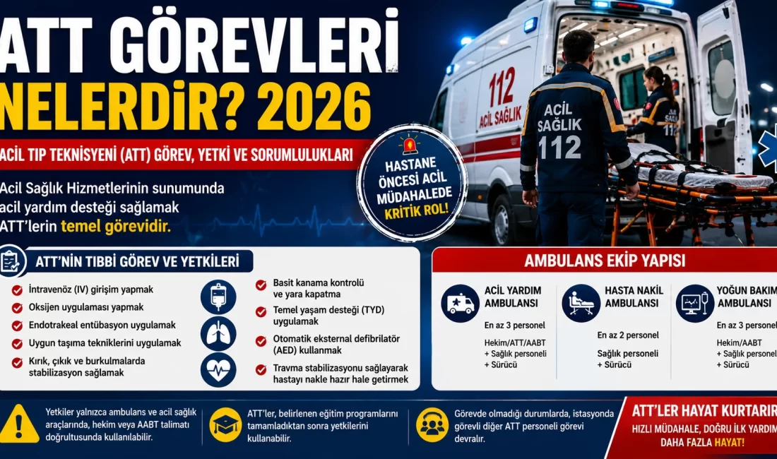 ATT Görevleri Nelerdir 2026?
2026 yılı itibarıyla Acil Tıp Teknisyenlerinin (ATT)