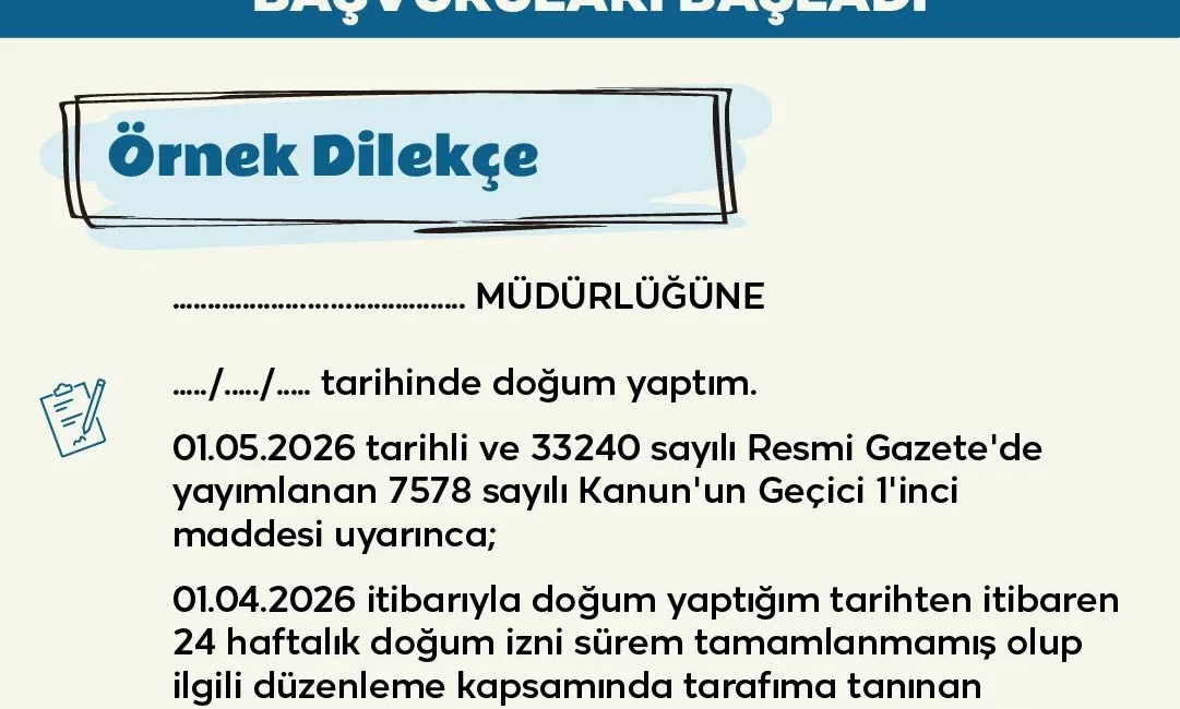 Doğum izninin 24 haftaya çıkarılmasına ilişkin düzenleme yürürlüğe girdi. 16
