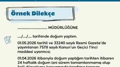Doğum izninin 24 haftaya çıkarılmasına ilişkin düzenleme yürürlüğe girdi. 16