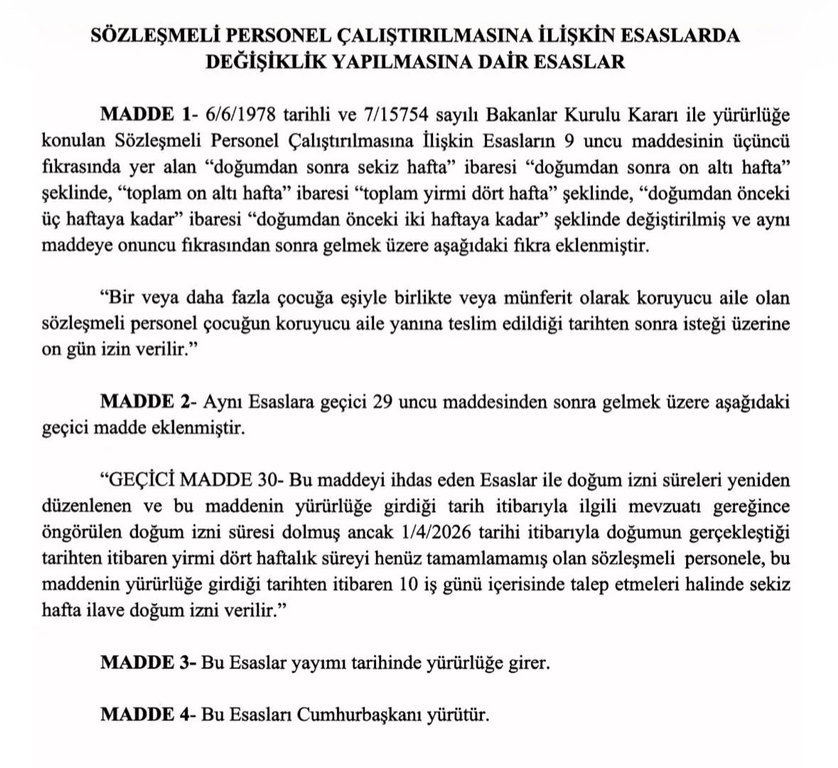 sozlesmeli personel dogum izni
