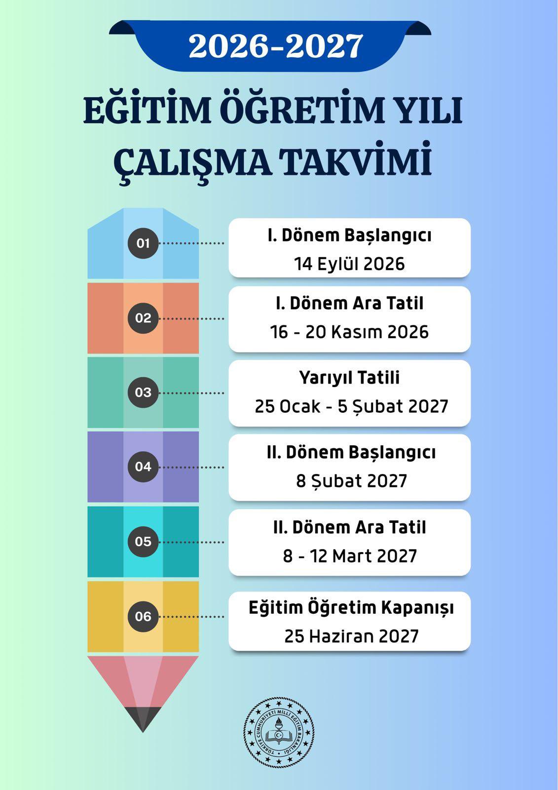 2026-2027 Eğitim Öğretim Yılı Çalışma Takvimi Açıklandı! 1 2026 2027 Takvim