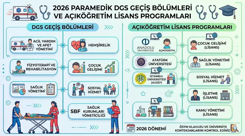 2026 Paramedik DGS Geçiş Bölümleri ve Açıköğretim Lisans Programları
Ambulans ve