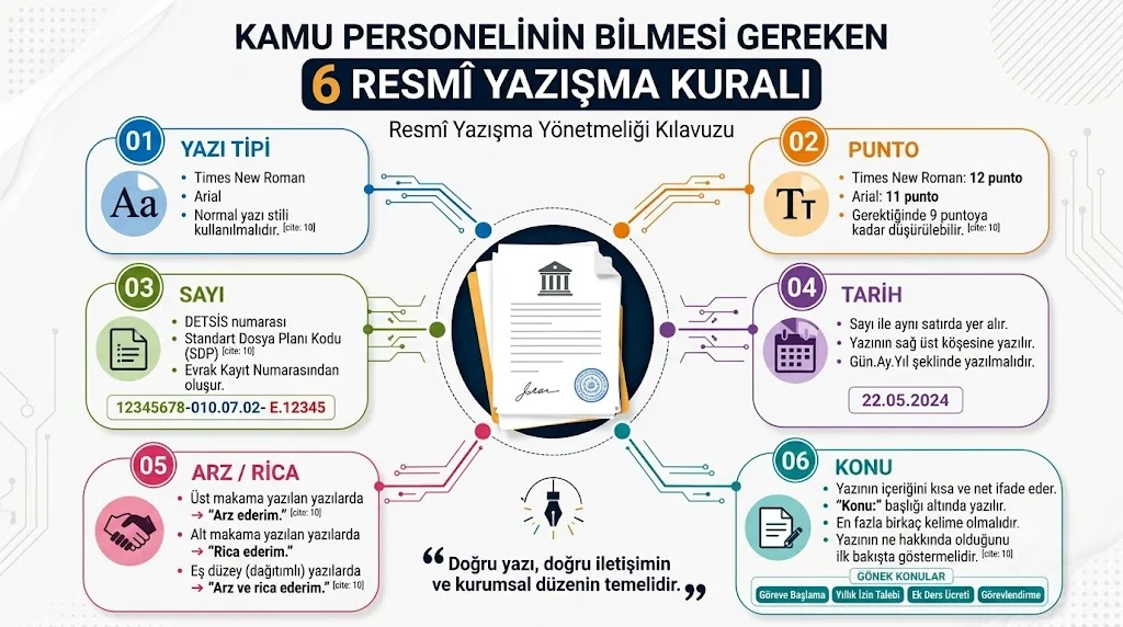 Devlet memurları ve idari personeller için resmi yazışma yönetmeliği standartları