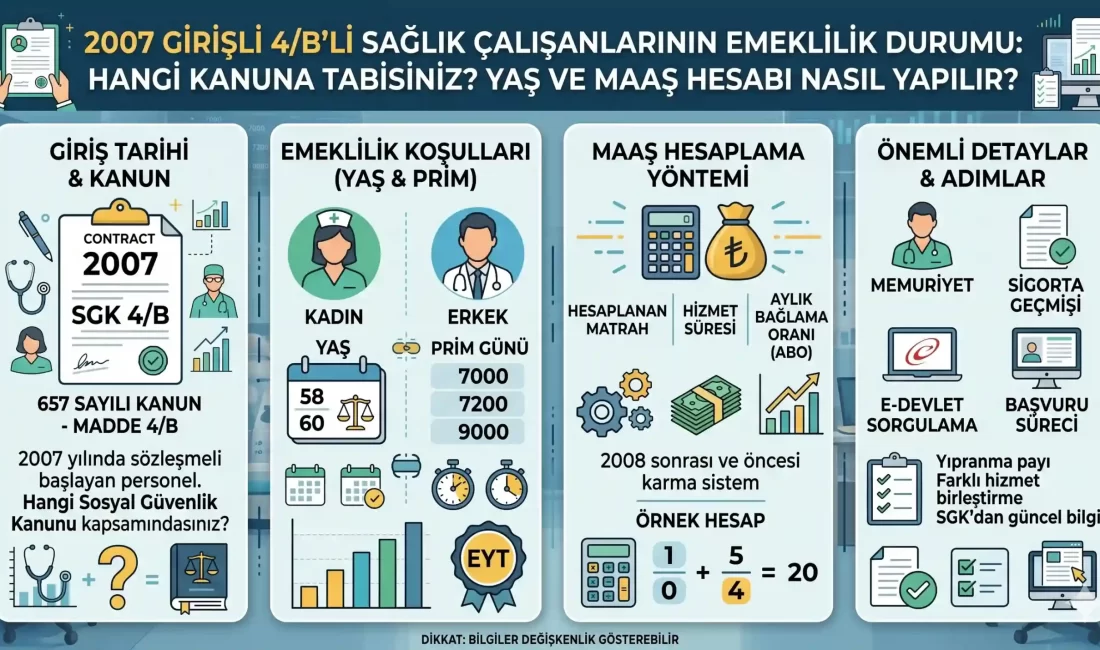 2007 Girişli 4/B'li Sağlık Çalışanlarının Emeklilik Durumu:
Sağlık Bakanlığı bünyesinde Temmuz