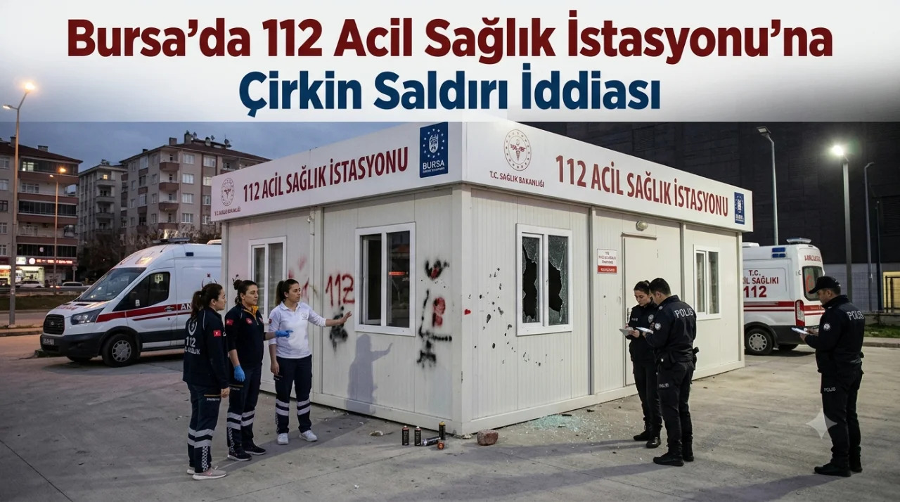 Bursa'da görev yapan acil sağlık personellerinin, görev yaptıkları istasyon önünde