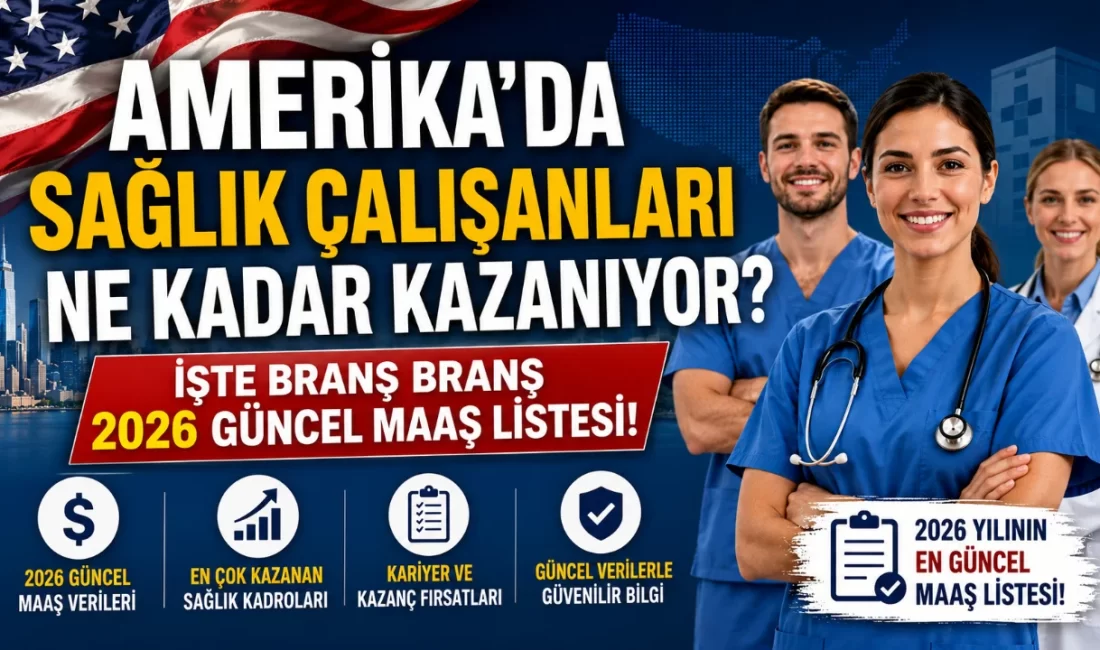 Amerika’da Sağlık Çalışanları Ne Kadar Kazanıyor? İşte Branş Branş 2026 Güncel Maaş Listesi! Amerika Birleşik Devletleri'nde sağlık sektöründe görev yapan profesyonellerin 2026 yılı
