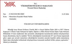 Yükseköğretim Kurulu (YÖK) Başkanlığı, tüm devlet üniversitelerine gönderdiği 31 Temmuz