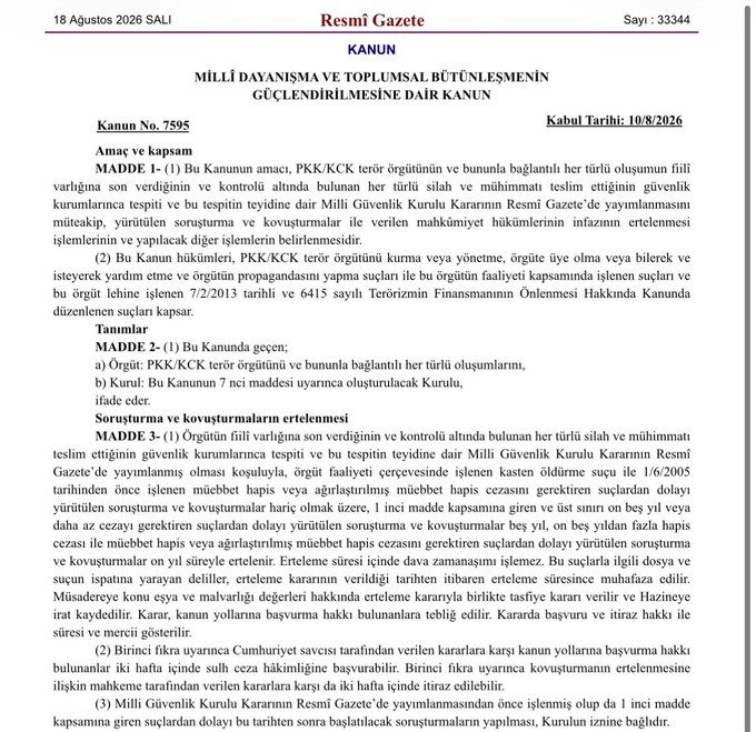 Son Dakika: Cumhurbaşkanı Erdoğan Çerçeve Yasayı Onayladı! 1 Çerçeve Yasa