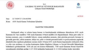 Çalışma ve Sosyal Güvenlik Bakanlığı, sözleşmeli erbaş ve erlerin kamu