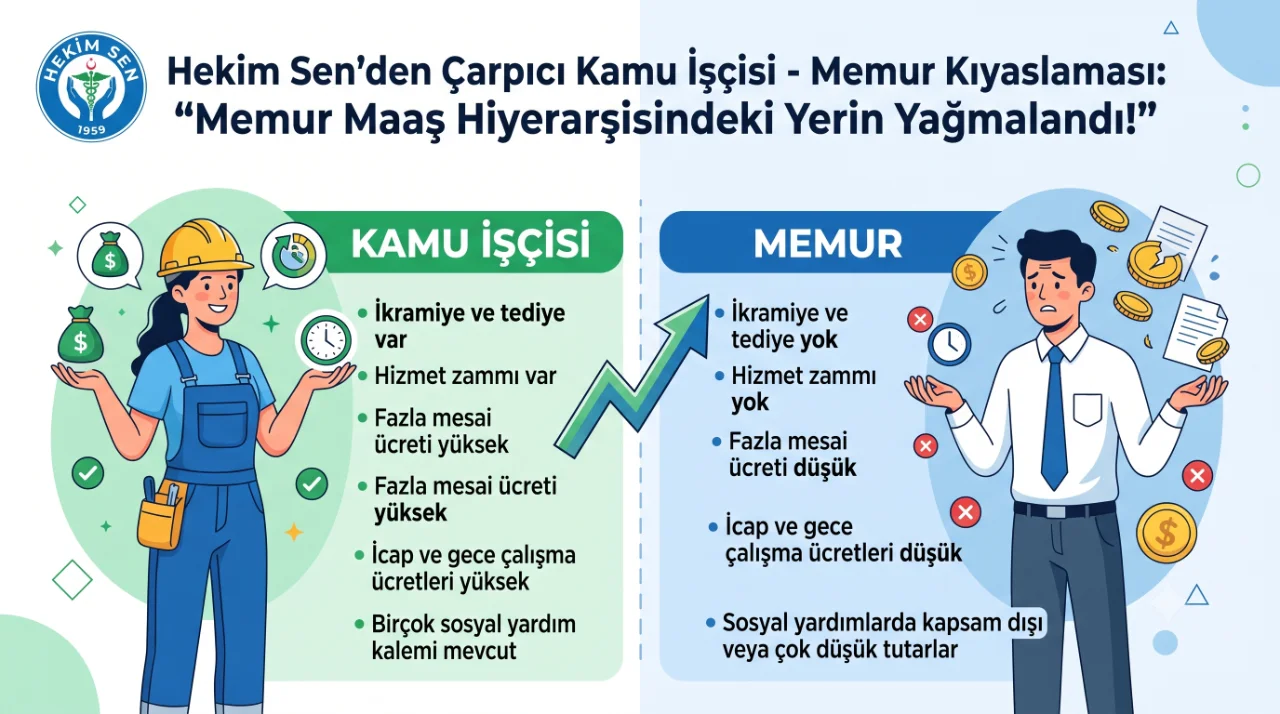 Hekim Sen (Hekim ve Sağlık Çalışanları Sendikası), kamu sektöründe çalışan