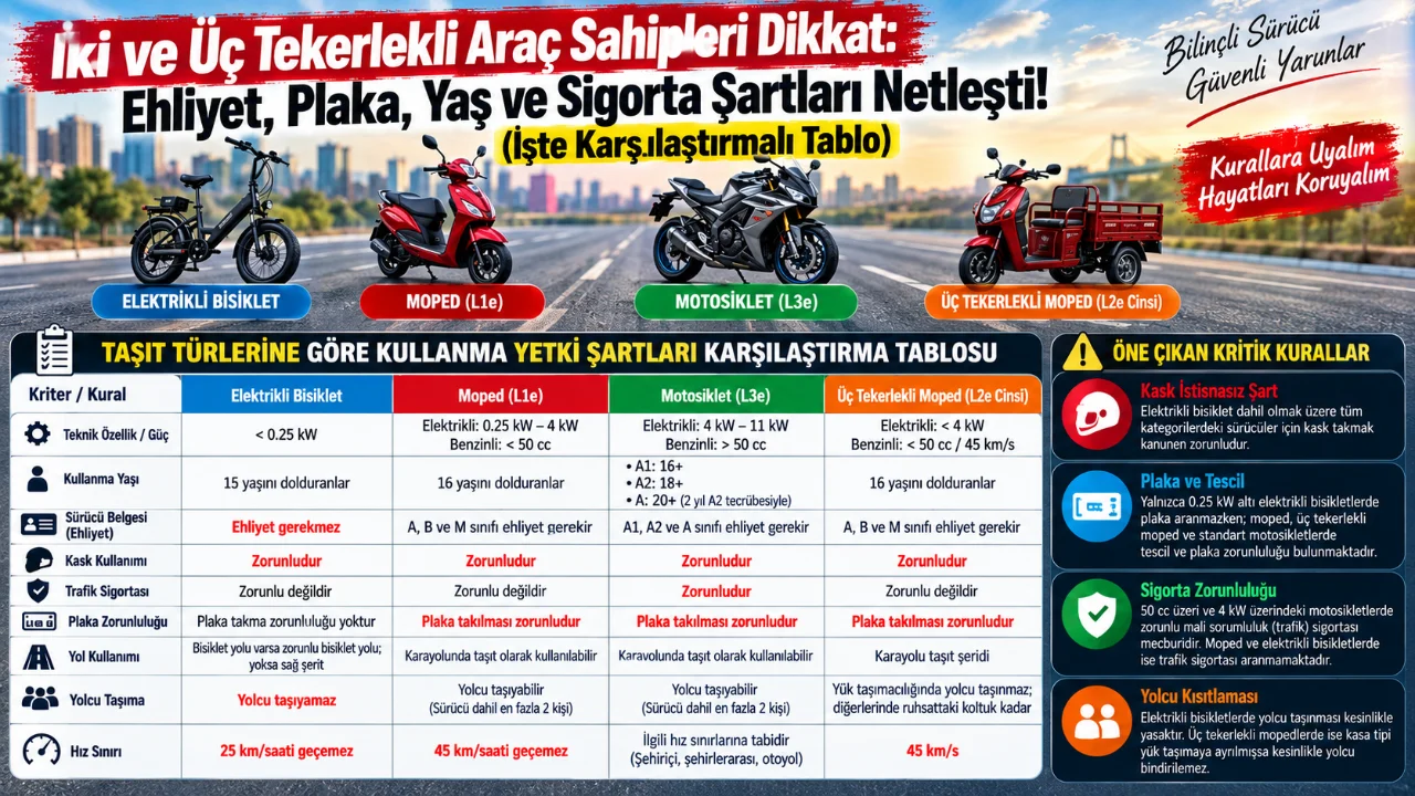 2918 Sayılı Karayolları Trafik Kanunu ve ilgili yönetmelikler kapsamında elektrikli
