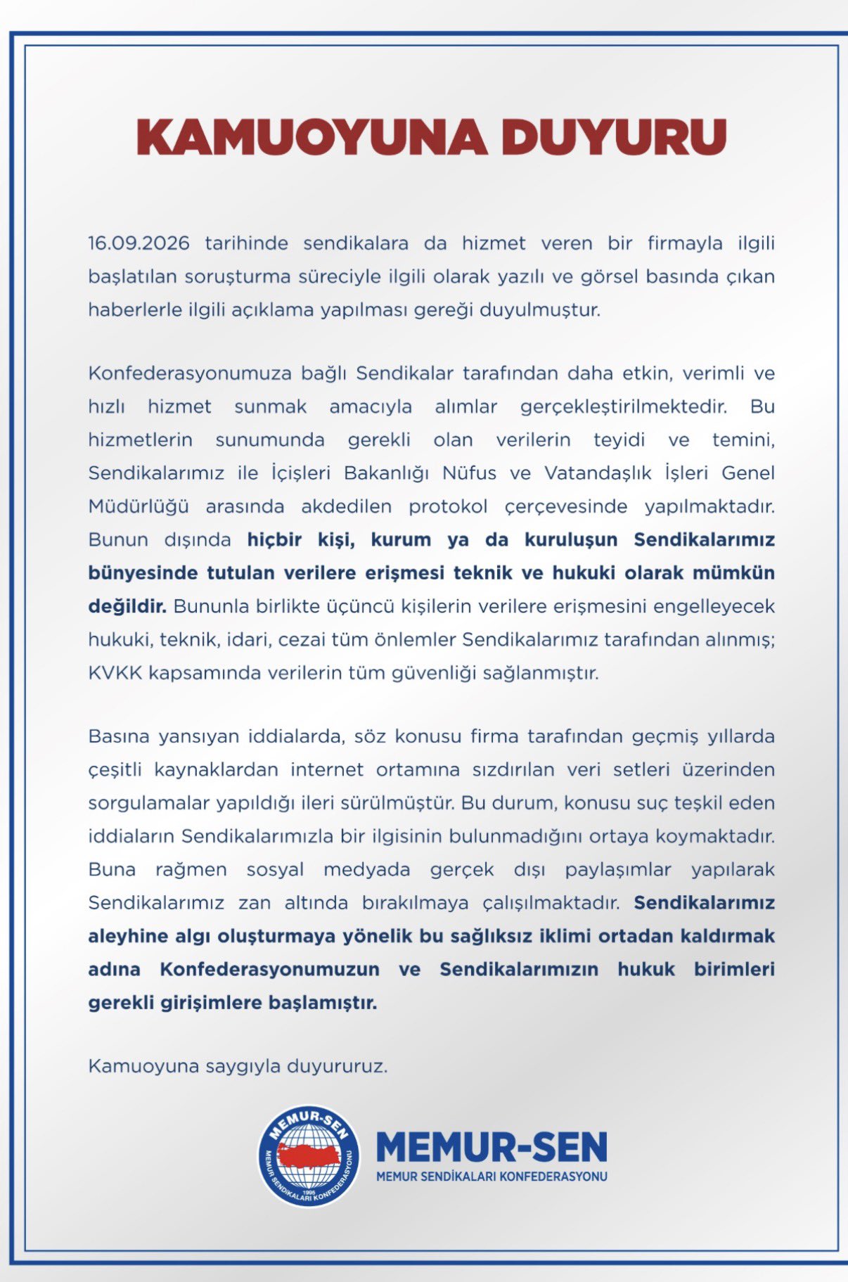 Memur-Sen’den Yazılım Firması Soruşturması Hakkında Açıklama 1 HSVMl8nXwAAr86S